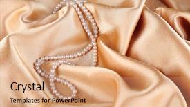  Presentation with pearls - Cool new slide set with perl - beautiful pearls on golden silk backdrop and a coral colored foreground