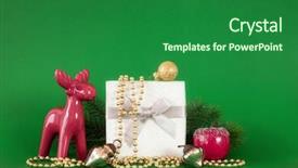  Presentation with decoration - Beautiful slide deck featuring perl - christmas decoration background green backdrop and a forest green colored foreground