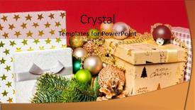  Presentation with christmas red - Amazing slide set having perl - christmas decoration gift box backdrop and a crimson colored foreground