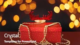  Presentation with christmas black - PPT theme consisting of perl - christmas decoration gift box background and a tawny brown colored foreground