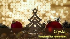  Presentation with christmas lights bulb decoration - Colorful PPT theme enhanced with perl - christmas symbols decoration red glass backdrop and a tawny brown colored foreground