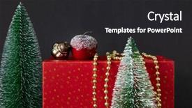  Presentation with red christmas holiday illustration - Beautiful PPT layouts featuring perl - image of a seasonal holiday backdrop and a dark gray colored foreground