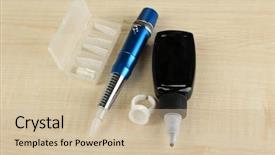  Presentation with black ink - Slide set featuring permanant motor - machine for permanent make up background and a  colored foreground