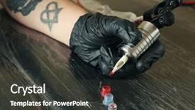  Presentation with tattoo - Amazing presentation theme having permanant motor - tattoo artist at work close backdrop and a dark gray colored foreground