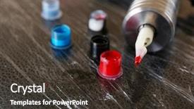  Presentation with close up of printer ink - Audience pleasing presentation design consisting of permanant motor - tattoo supplies - machine backdrop and a dark gray colored foreground