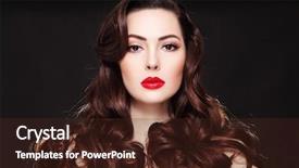  Presentation with long hair - Slide set featuring permanent - portrait of young beautiful woman background and a tawny brown colored foreground