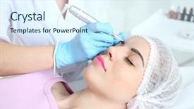  Presentation with beauty salon - Audience pleasing presentation theme consisting of permanent make-up tattoo backdrop and a sky blue colored foreground