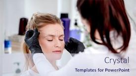  Presentation with makeup - Presentation theme featuring permanent-makeup-cosmetologist-master-takes background and a sky blue colored foreground