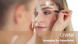  Presentation with brow - Presentation design with permanent makeup for eyebrows closeup background and a coral colored foreground