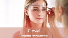  Presentation with beauty makeup - Colorful presentation design enhanced with permanent makeup for eyebrows closeup backdrop and a coral colored foreground