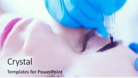  Presentation with makeup brushes and make up - Colorful presentation theme enhanced with permanent makeup for eyebrows closeup backdrop and a  colored foreground