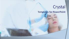  Presentation with brow - Slide deck enhanced with permanent makeup for eyebrows closeup background and a sky blue colored foreground