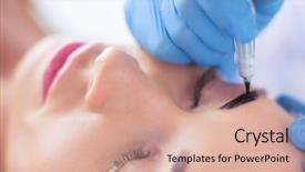  Presentation with beauty makeup - Theme enhanced with permanent makeup for eyebrows closeup background and a coral colored foreground