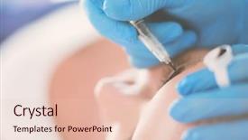  Presentation with makeup brushes and make up - PPT layouts with permanent makeup for eyebrows closeup background and a lemonade colored foreground