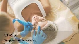  Presentation with brow - PPT theme consisting of permanent makeup for eyebrows closeup background and a coral colored foreground