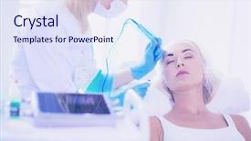  Presentation with beauty makeup - Theme featuring permanent makeup for eyebrows closeup background and a sky blue colored foreground