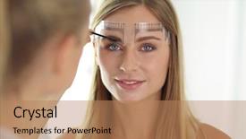  Presentation with beauty makeup - Slides having permanent makeup for eyebrows closeup background and a  colored foreground