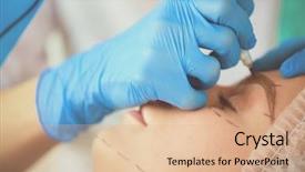  Presentation with brow - Colorful slides enhanced with permanent makeup for eyebrows closeup backdrop and a  colored foreground