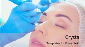  Presentation with beauty makeup - Slides enhanced with permanent makeup for eyebrows closeup background and a  colored foreground