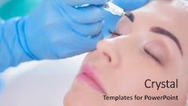  Presentation with makeup brushes and make up - Cool new slide deck with permanent makeup for eyebrows closeup backdrop and a  colored foreground