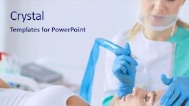  Presentation with beauty makeup - Beautiful PPT theme featuring permanent makeup for eyebrows closeup backdrop and a  colored foreground