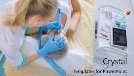  Presentation with beauty makeup - PPT theme consisting of permanent makeup for eyebrows closeup background and a  colored foreground