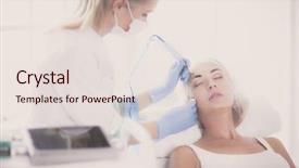  Presentation with makeup brushes and make up - PPT theme featuring permanent makeup for eyebrows closeup background and a  colored foreground