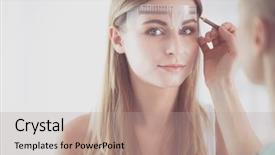  Presentation with beauty makeup - Slide deck enhanced with permanent makeup for eyebrows closeup background and a  colored foreground