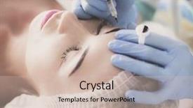  Presentation with beauty makeup - Slide set featuring permanent makeup for eyebrows closeup background and a soft green colored foreground