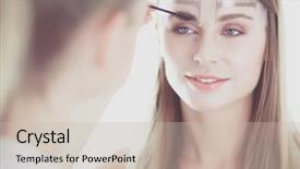  Presentation with brow - Beautiful PPT theme featuring permanent makeup for eyebrows closeup backdrop and a  colored foreground