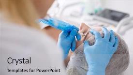  Presentation with beauty makeup - Slide set with permanent makeup for eyebrows closeup background and a light gray colored foreground