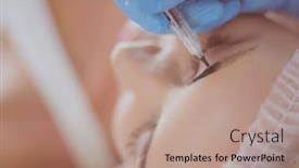  Presentation with beauty makeup - Slide set enhanced with permanent-makeup-for-eyebrows-closeup background and a coral colored foreground