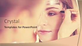  Presentation with beauty makeup - PPT theme having permanent-makeup-for-eyebrows-closeup background and a lemonade colored foreground