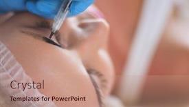  Presentation with salon - PPT layouts with permanent-makeup-for-eyebrows-closeup background and a coral colored foreground