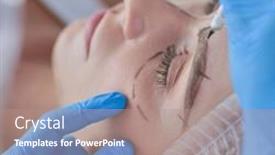  Presentation with beauty-makeup - PPT theme consisting of permanent-makeup-for-eyebrows-closeup background and a coral colored foreground