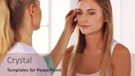  Presentation with beauty-makeup - PPT layouts having permanent-makeup-for-eyebrows-closeup background and a red colored foreground