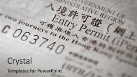 Presentation with permit - PPT theme enhanced with permit photo of hong kong background and a light gray colored foreground