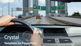  Presentation with caring hands - Colorful presentation design enhanced with permits licenses - car driver hands people driving backdrop and a ocean colored foreground