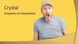  Presentation with mouth - PPT layouts having perplex - handsome middle age hoary senior background and a yellow colored foreground