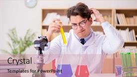  Presentation with mad scientist - Theme with perplex - mad crazy scientist doctor doing background and a coral colored foreground