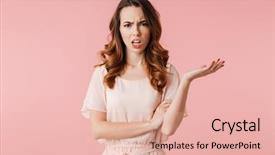  Presentation with girl in red dress - Slide deck enhanced with perplex - portrait of a confused young background and a lemonade colored foreground