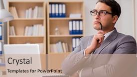  Presentation with young students working in groups - PPT theme featuring perplex - young handsome businessman working background and a coral colored foreground