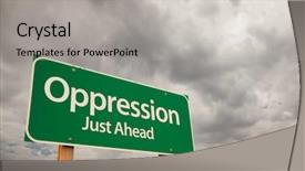  Presentation with oppression - Presentation having persecution - oppression just ahead green road background and a light gray colored foreground