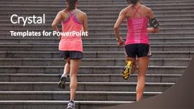  Presentation with sporty - Presentation design with perseverance - active sporty women working background and a dark gray colored foreground