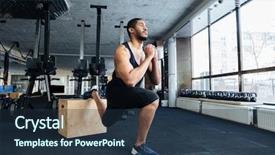 Presentation with fitness - Presentation enhanced with perseverance - muscular fitness man doing squats background and a tawny brown colored foreground