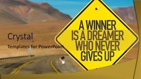  Presentation with winner - Beautiful slides featuring perseverance - winner is a dreamer who backdrop and a gold colored foreground