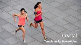  Presentation with sporty - Slide set having persevere - active asian chinese sporty women background and a gray colored foreground