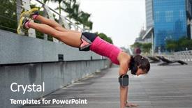  Presentation with strengthening - Slides having persevere - active strong woman doing pushup background and a  colored foreground