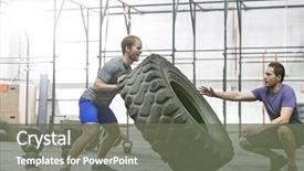  Presentation with barbell - Slides with persevere - dedicated man lifting barbell background and a gray colored foreground