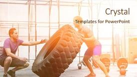  Presentation with crossfit - Slides featuring persevere - man assisting at dedicated friend background and a cream colored foreground